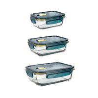 set 3 hermeticos rectangulares vidrio