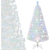 120cm arbol de navidad blanco costway hojas iridiscentes arbol de navidad de fibra optica preiluminado