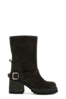 botines de ante con tira en el tobillo dark brown