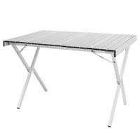 mesa plegable camping aluminio antideslizante desmontable 20x14x107 cm plateado