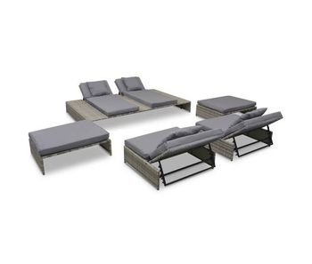 Set de muebles de jardín 5 pzas y cojines ratán sintético gris vidaxl