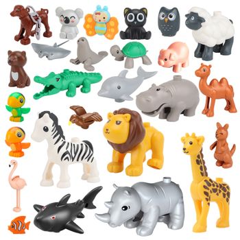 Bloques de construcción de gran tamaño para niños, accesorios de animales, figuras de granja de zoológico, ladrillos DIY, juguetes educativos para montar, varios estilos