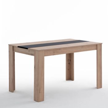Mesa De Interior 135x80 Cm En Madera Melaminada Roble Y Negro - Ulisse