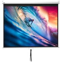 homcom pantalla de proyeccion manual 100 pulgadas formato 43169 para interior y exterior cine en casa patio blanco