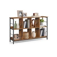 mueble de almacenamiento de 2 niveles marron rustico  negro  8 compartimiento 33p x 1326a x 80a cm