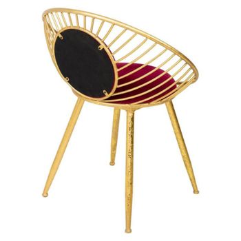 Banqueta de metal dorado tapizada roja 55x46x70