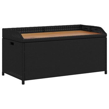 Banco Con Almacenaje Madera Acacia Ratán Pe Negro 100x50x52 Cm Vidaxl