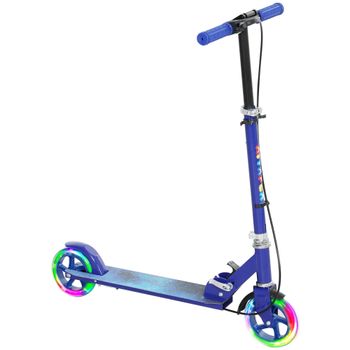 AIYAPLAY Patinete Plegable para Niños de 3 a 8 Años de 2 Ruedas con Luces Manillar de 4 Alturas Ajustables y Doble Freno Azul   Aosom España