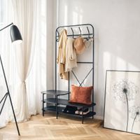vestidor estilo industrial en madera y acero negro