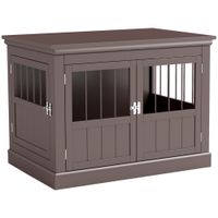pawhut jaula para perros pequenos mesa auxiliar moderna con 3 puertas frances con cierre magnetico 78x53x593 cm cafe