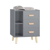 mesa auxiliar mesita de noche con 3 cajones mesa para salon comedor con 2 estantes 48 x 40 x 60 cm gris fbt95-hg sobuy es