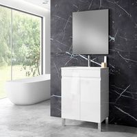 mueble stephanie 60 cm 2p blanco brillo pack mueble  lavabo
