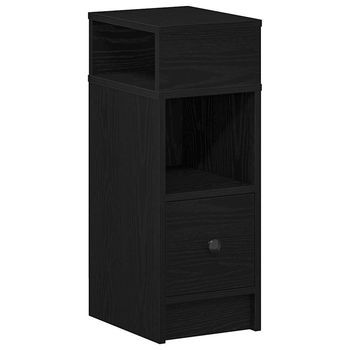 Mesita De Noche | Mesilla De Noche Con Cajón Negro 25x31x66 Cm