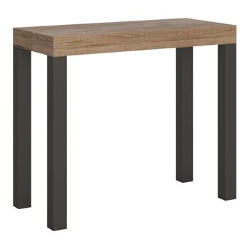 Consola extensible 90x40/300 cm efecto madera roble natural y hierro