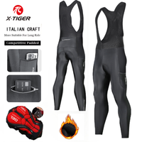 pantalones termicos de ciclismo para hombre peto con bolsillo trasero acolchado de gel 5d forro polar calido para bicicleta de montana y carretera invierno x-tiger