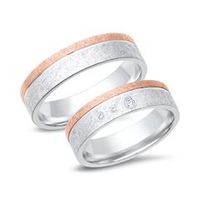 alianzas 18 quilates oro blanco-rojo 3 diamantes
