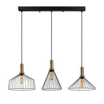 Lámpara De Techo Dear-11220 Negro Oro Cobrizo Metal 104x34x50-140 Cm