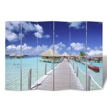 Biombo Divisor Plegable Playa 217x170 Cm Vidaxl