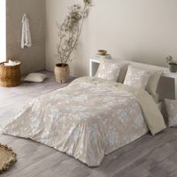 sandal - funda nordica estampada cama 150 - algodon extrasuave - incluye  1 o 2 fundas de almohada - light leaves beig