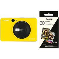 canon zoemini c instant camera  zoemini 2 x 3r glossy photo paper bundle - yellow yellow