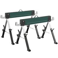 homcom lote de 2 caballetes plegables de metal carga max 1160 kg altura regulable 64-81cm asa de transporte verde