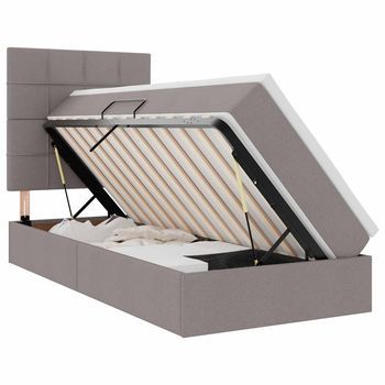 Cama Con Almacenamiento Y Colchón Taupé 100 X 200 Cm Tela Vidaxl