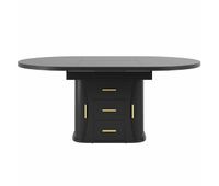 mesa de comedor extensible 118-158 cm - redonda a oval 3 capas de almacenamiento para 6 personas - negro
