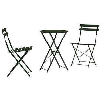 Conjunto De Bistro Plegable 3 Piezas | Mueble De Jardín Bosque Acero