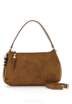 bolso saco de microfibra efecto ante con acabados efecto piel brown taglia unica