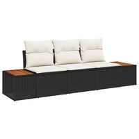 conjunto de sofa de jardin 3 piezas  mueble de jardin negro ratan sintetico