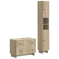 juego de gabinete de bano de 2 piezas ede roble sonoma vidaxl