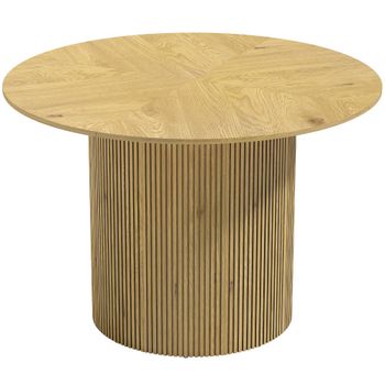 HOMCOM Mesa de Comedor Redonda Moderna para 4-6 Personas Mesa de Cocina de 110 cm con Base Cilíndrica Acanalada Roble   Aosom España