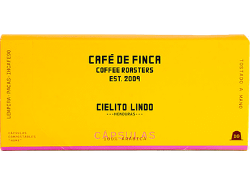Cápsulas monodosis - Café de Finca Honduras Cielito Lindo, Lempira, Catuai, Bourbon y Pacas, Sabor Dulce, Compatibles con Nespresso, 10 cápsulas