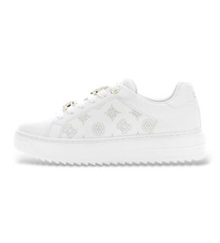 Guess para mujer. FLFDUEELE12 Zapatillas Duena blanco (36), Plano, 1 a 3cm, Cordones, Casual