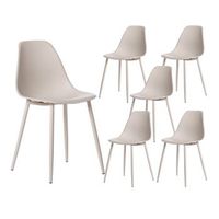 pack 6 sillas en polipropileno beige klast home 45 x 80 cm - beige