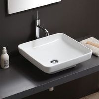 lavabo de apoyo cuadrado de ceramica blanca 45x45cm