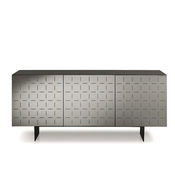 Aparador de 3 puertas con espejo gris 180x50 h80 cm