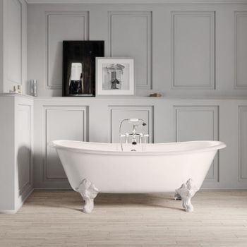 Bañera De Hierro Bradford Blanca  180 Cm Patas Blancas