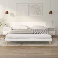mesitas de noche - mueble de dormitorio - madera y eucalipto - blanco 40x35x47cm