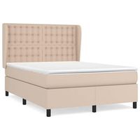 cama box spring con colchon cuero sintetico capuchino 140x200cm vidaxl