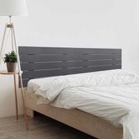 dhome cabecero de madera reciclada dm para camas de 210 estilo palet horizontal dual dividido en 2 piezas cama palet herrajes incluidos 220cm dual gris solido