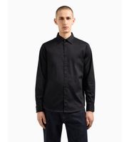 ax armani exchange para hombre xm000339af10192uc001 camisa de manga larga en saten de algodon elastico negro l casual