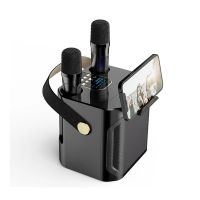 klack karaoke altavoz subwoofer con doble microfono bluetooth 100w cambiador de voz negro