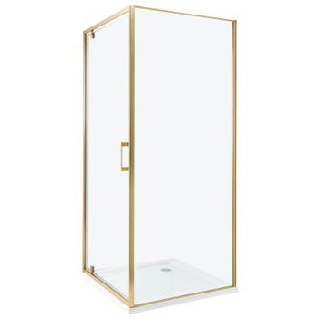 Cabina De Ducha Cuadrada De Vidrio Templado Una Puerta Dorado 80 X 80 X 185 Cm Darli