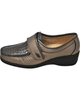 de LUMEL - MOCASIN APERTURA VELCRO MUY ANCHO PLANTILLA EXTRA TAUPE-BRONCE