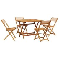 set de comedor de jardin 5 piezas  mueble de jardin tela madera maciza beige
