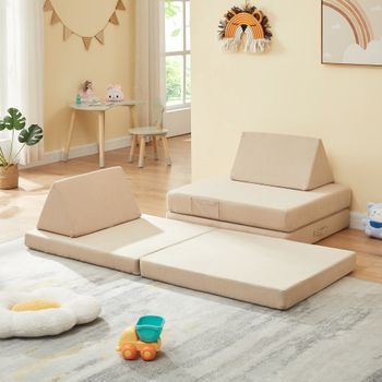 Sofá Modular Infantil De 5 Piezas Norhulta 150x66x46 Cm Pana - Beige [en.casa]
