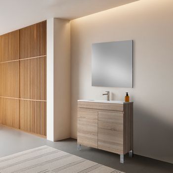 Mueble Stephanie 80 Cm 2p, Roble Claro. Pack Mueble + Lavabo.