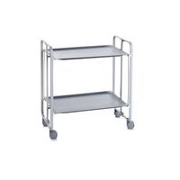 carrito auxiliar con ruedas armazon metalico gris 2 bandejas gris