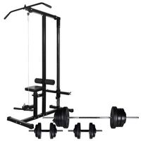 maquina musculacion power tower con pesas y mancuernas 605 kg vidaxl